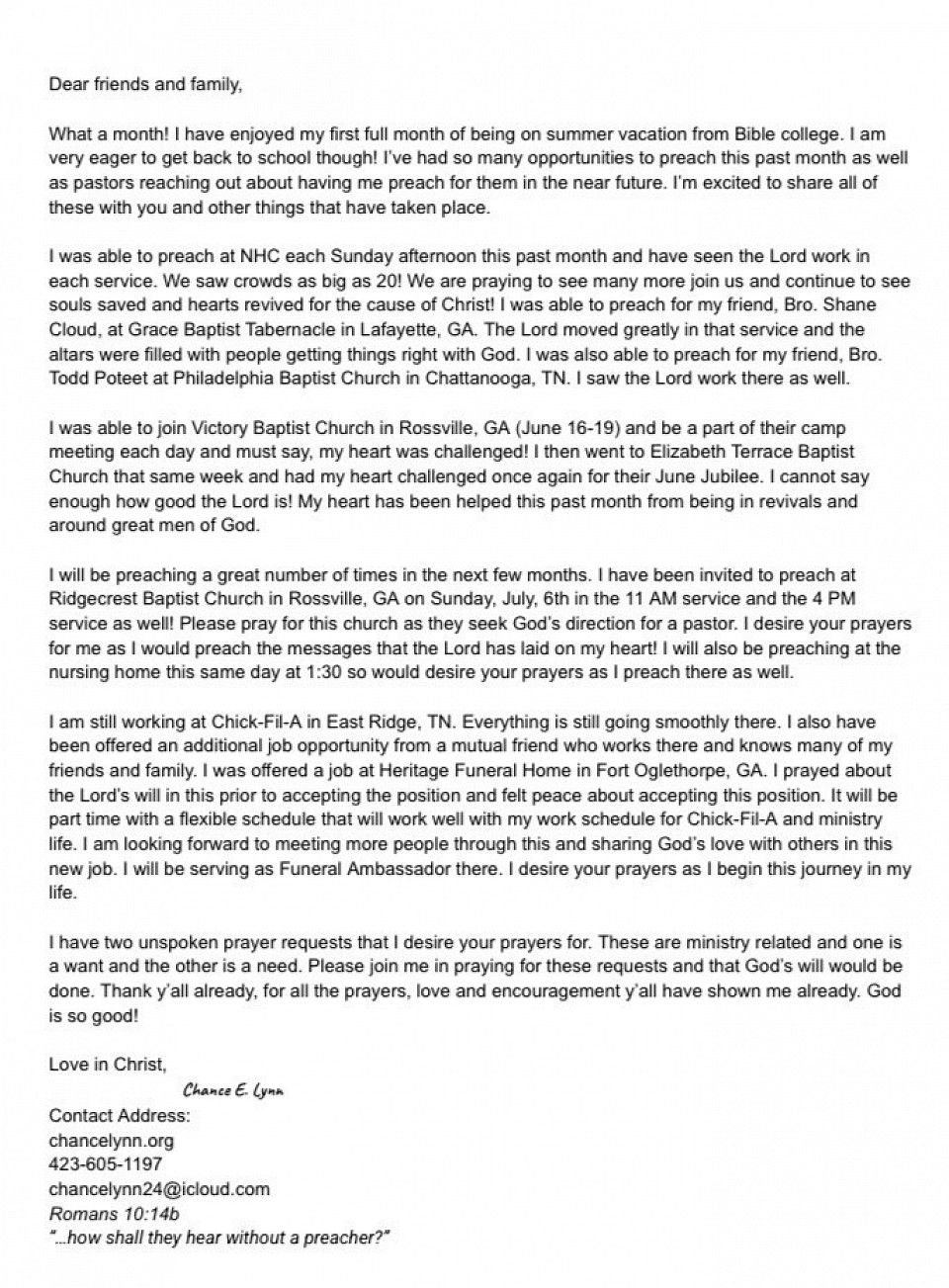 Prayer Letter June 2025