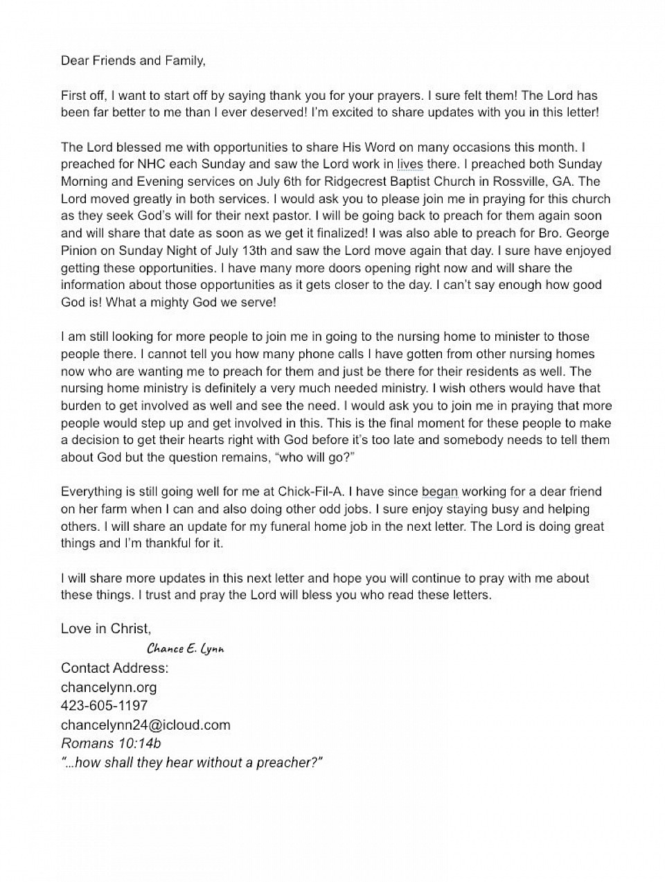 Prayer Letter July 1-17, 2025